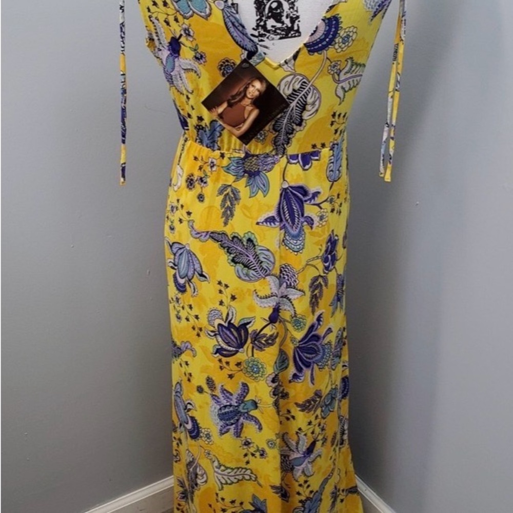 IMAN Yellow and Blue Floral Maxi Dress - Picture 2 of 16